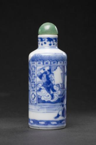 Snuff bottle with Zhong Kui, the demon queller, expelling evil ghosts