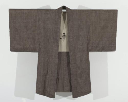 Man's haori jacket with five sparrows lining