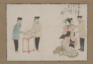 Pouring their Hearts into Photographing the Appearance of a Courtesan at Daianji, a Temple in Shimoda, in Order to Present to the American King, from the Black Ship scroll