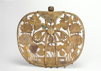 Hanging votive Buddhist plaque (Keman) with lotus pond design, one of a pair