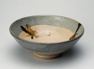 Bowl with blue-grey glaze and iron calligraphic designs