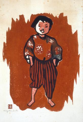 A boy in Japanese trousers