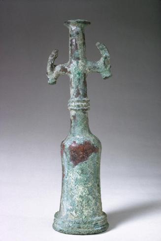 Finial base in the form of a bottle with goat-shaped elements