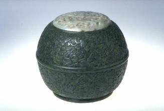 Globular box with “one hundred flowers” motif