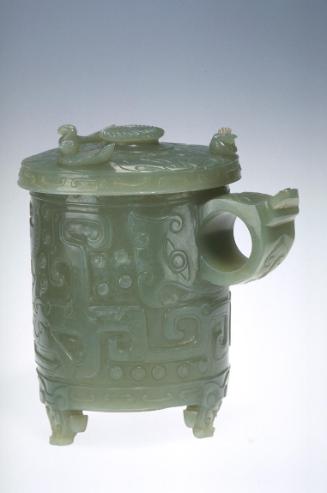 Lidded vessel with relief birds, after a classical form