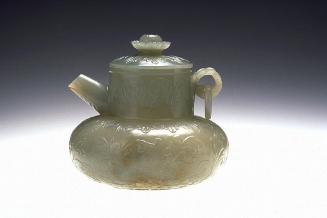 Lidded ewer with shallow relief flowers