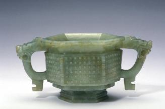 Hexagonal bowl with dragon handles