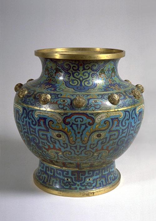 Cloisonne vase in the shape of an ancient ritual bronze