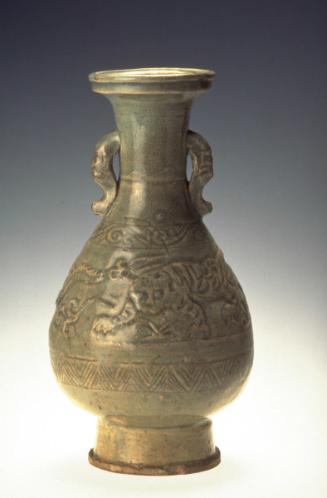 Vase with animal-mask handles and three friezes of floral scrolls