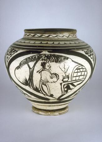 Large spherical jar with figures