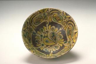 Bowl with bird and wild goats