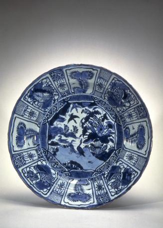 Plate with wild goose and lotus