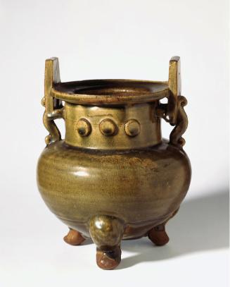 Incense burner with rectangular handles and flower branches