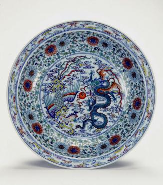 Plate with dragon, phoenix, and flower motifs