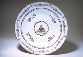 Large plate with an oriental figure on an elephant