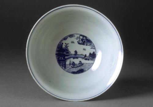 Bowl with landscape, one of a pair