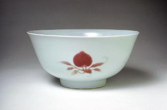 Bowl with peach branches, one of a pair