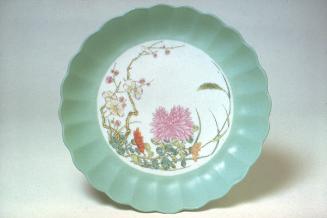 Lobed dish with flower design