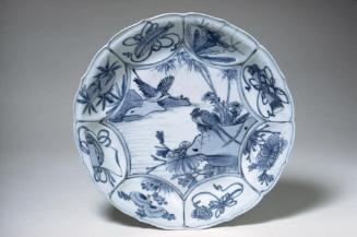 Lobed plate with birds and flowers