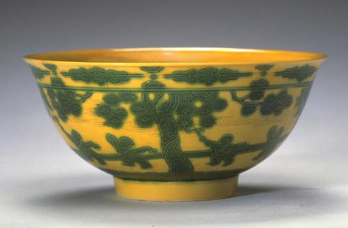 Bowl with boys at play, one of a pair