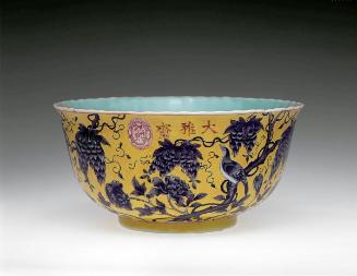 Bowl with wisteria, one of a pair