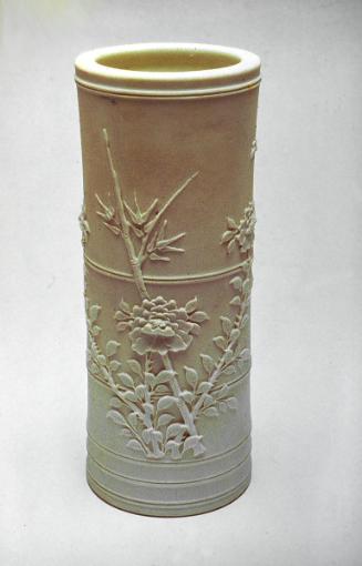 Brush holder with peony and bamboo