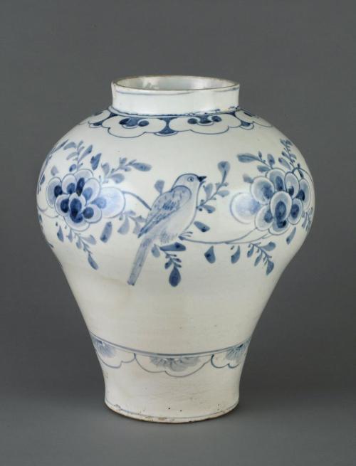 Jar with bird and flower design