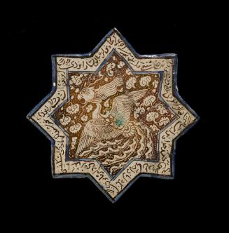 Star-shaped tile with phoenix design