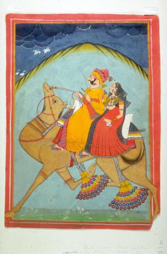 The lovers Dhola and Maru riding a camel