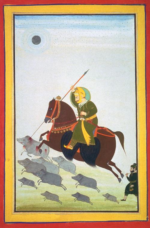 Maharana Jawan Singh of Mewar hunting boar