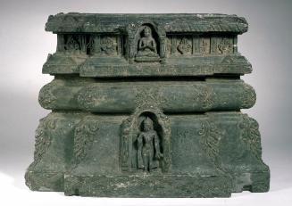 Fragment of a votive stupa with Buddha images in niches