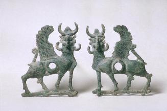 Cheek pieces of a bridle in the form of winged bulls