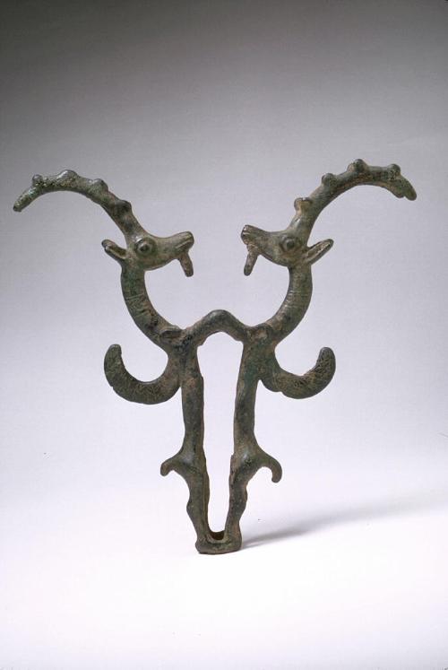 Finial in the form of confronted wild goats