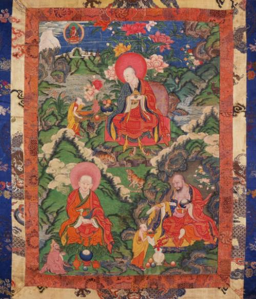 The Buddhist elders Rahula, Chudapanthaka, and Pindola Bharadvaja