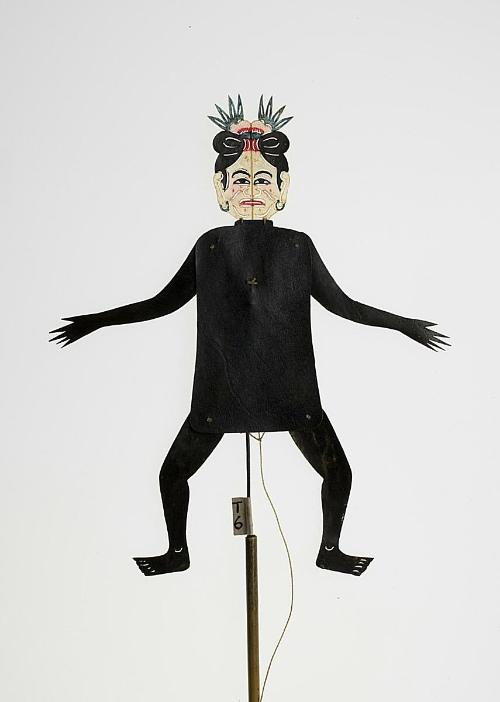 Two-headed figure with black body