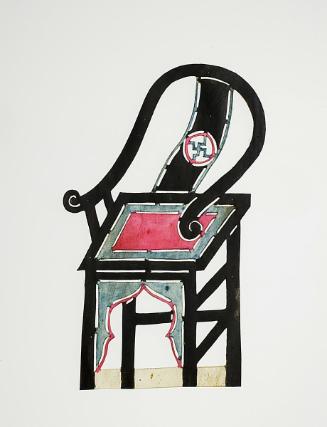 Black chair with red seat