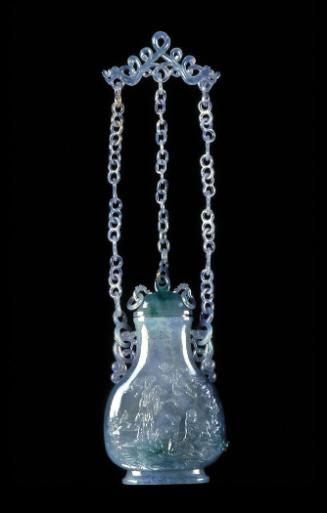 Vase suspended from three chains