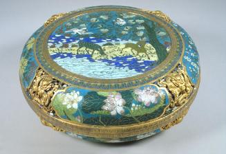 Covered round box, one of a pair