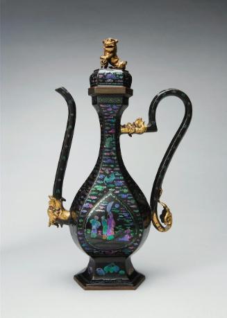 Covered ewer with figures in a landscape