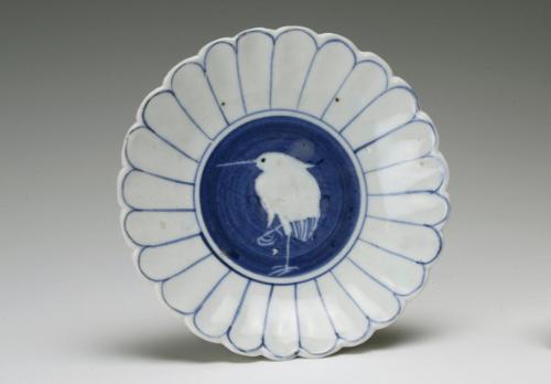 Dish with heron design, one of a set of five