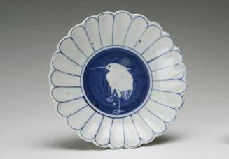 Dish with heron design, one of a set of five