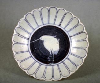 Dish with heron design, one of a set of five