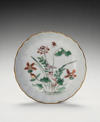 Saucer with egret and lotus