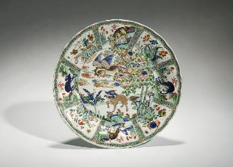 Dish with noble phoenix and mythic creatures