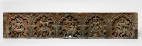 Frieze with Indra, Nandikeshvara, and other deities