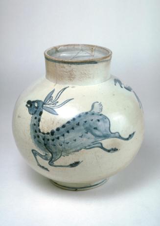 Jar with deer design