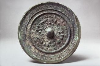 Circular mirror with deities and beasts