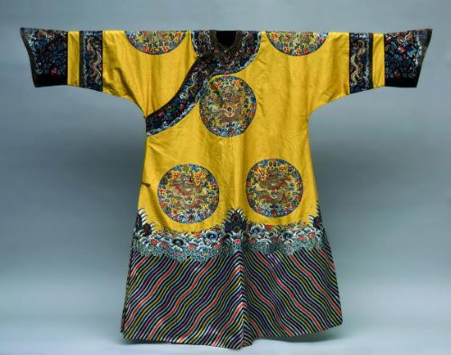 Woman’s robe with dragon medallions