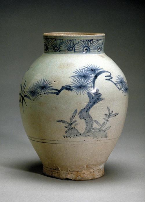 Jar with plum blossoms, bamboo, and pine