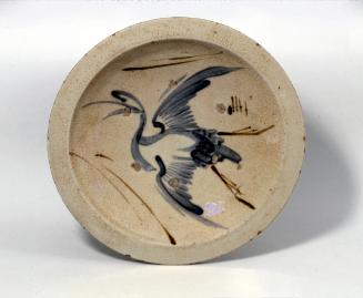 Plate (ishizara) with design of a heron in flight